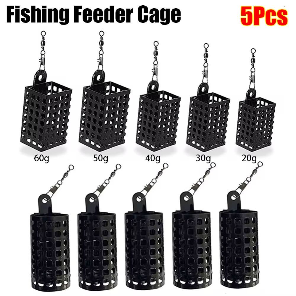 Ice Fishing Tip Up - 5Pcs Round Square Fishing Feeder Cage