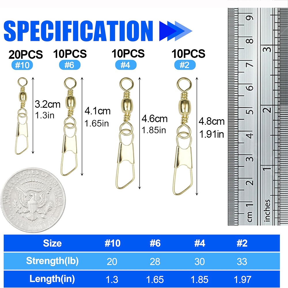 50Pcs Gold Fishing Barrel Swiv - đánh giá và giá Fishing Equipment Tackle