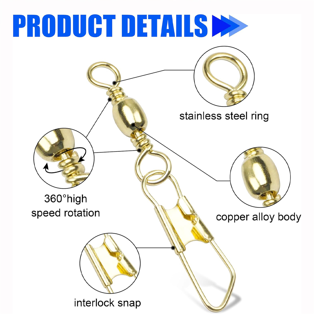 50Pcs Gold Fishing Barrel Swiv - đánh giá và giá Fishing Equipment Tackle