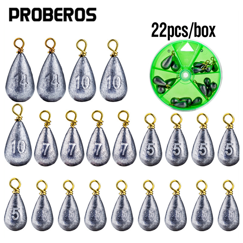 22Pcs/Box Fishing Sinkers Drop - đánh giá và giá Tackle Box
