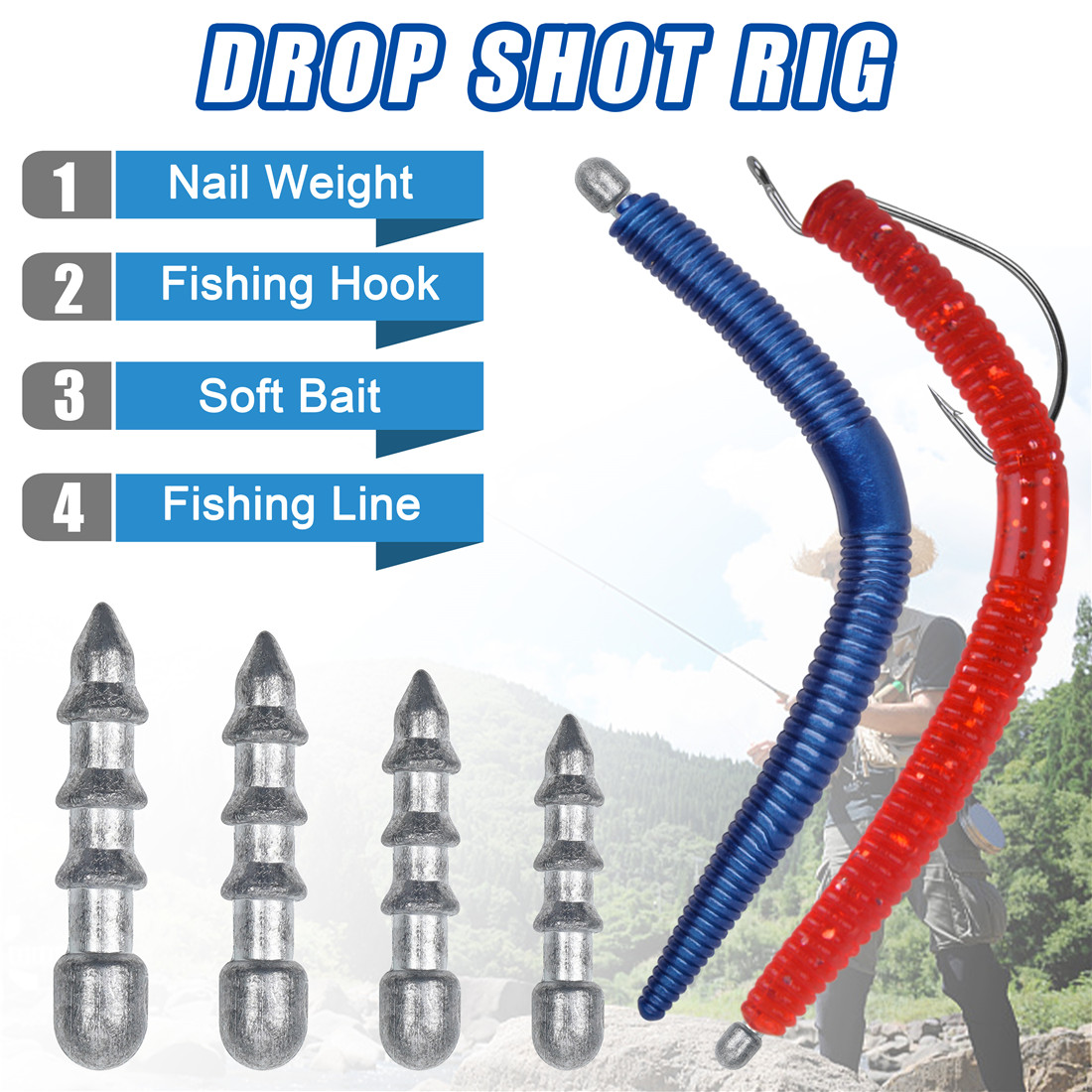 60PCS Nail weights Worm Fishin - đánh giá và giá Fishing Equipment Tackle